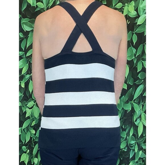 ⚓ Banana Republic Sleeveless Sweater – Nautical Navy & White Stripe – Size Small - Picture 2 of 6
